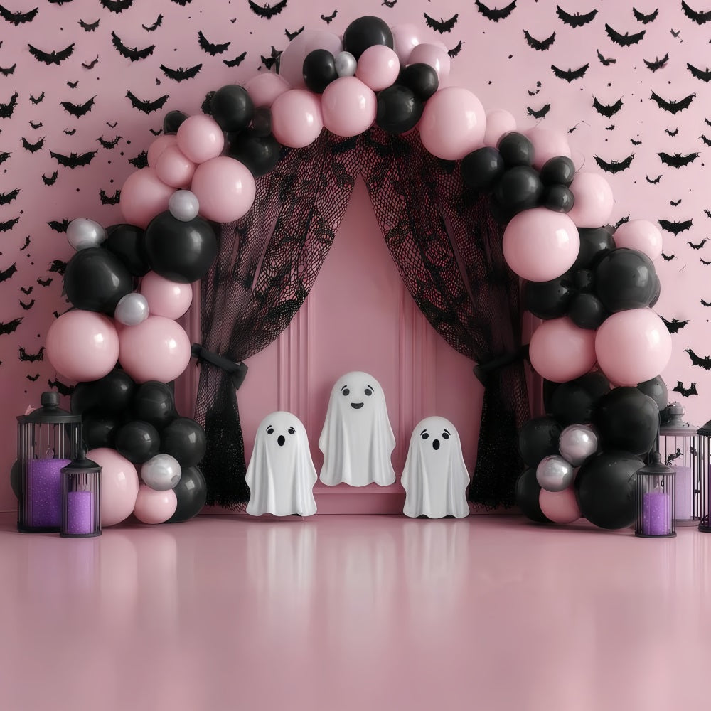 Cake Smash Backdrop Pink Ghost Balloon Arch Smash Cake Backdrop TWW59-210
