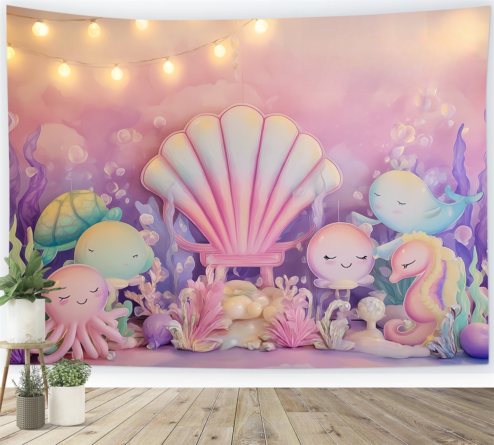 Cake Photography Backdrops Undersea Pastel Ocean Friends Cake Smash Backdrop TWW59-215