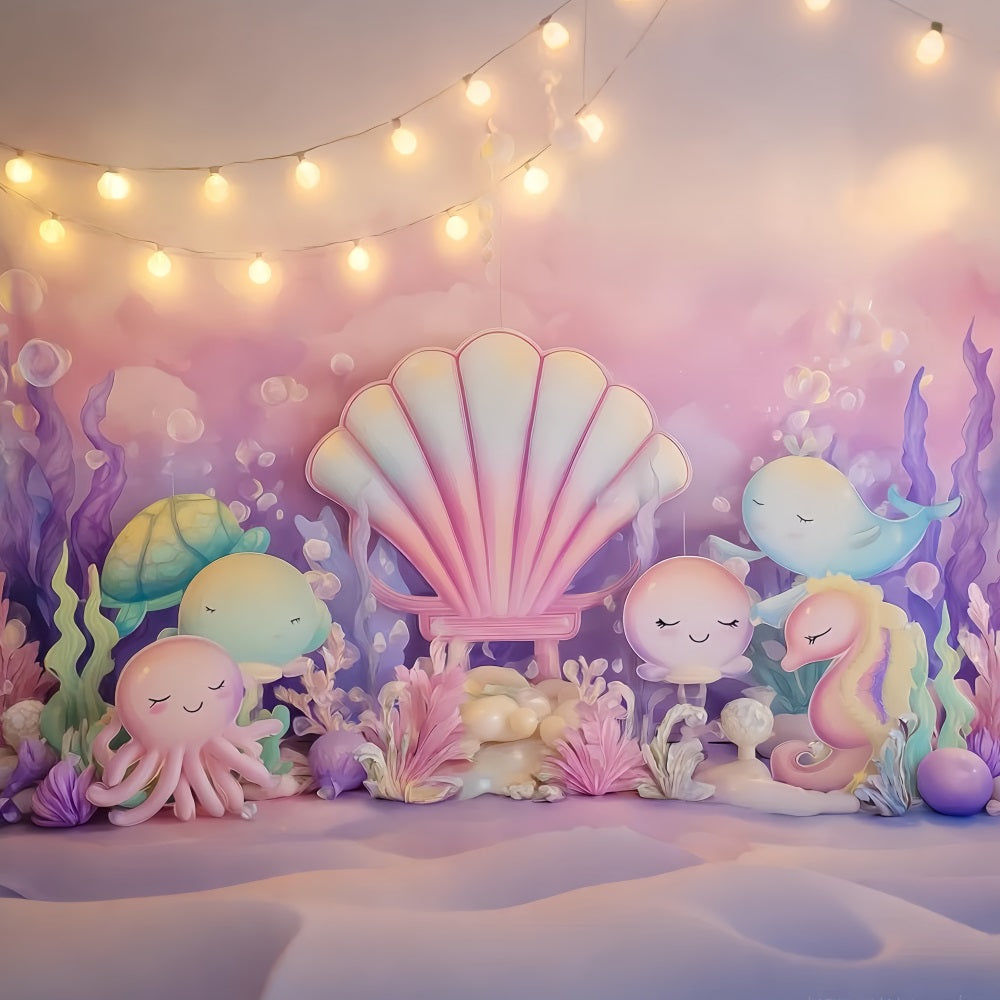 Cake Photography Backdrops Undersea Pastel Ocean Friends Cake Smash Backdrop TWW59-215