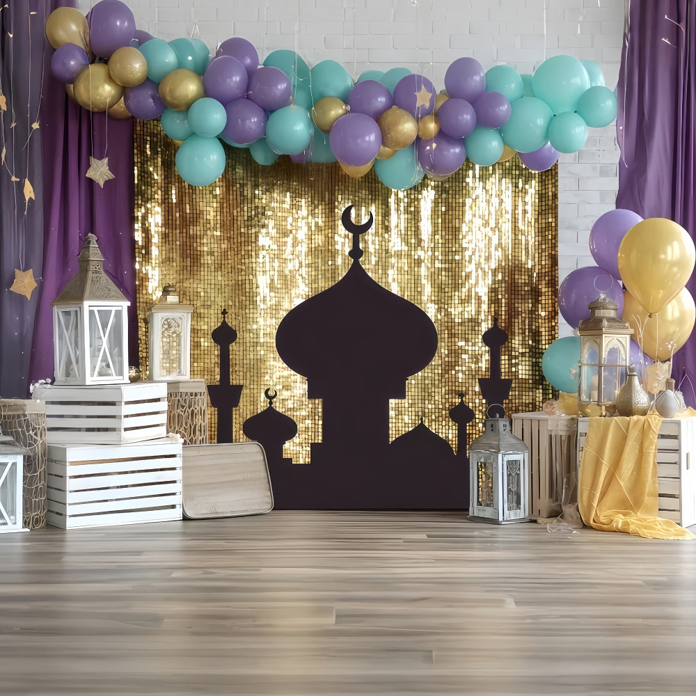 Cake Smash Backdrop Golden Lantern Palace Glow Birthday Backdrop TWW59-217