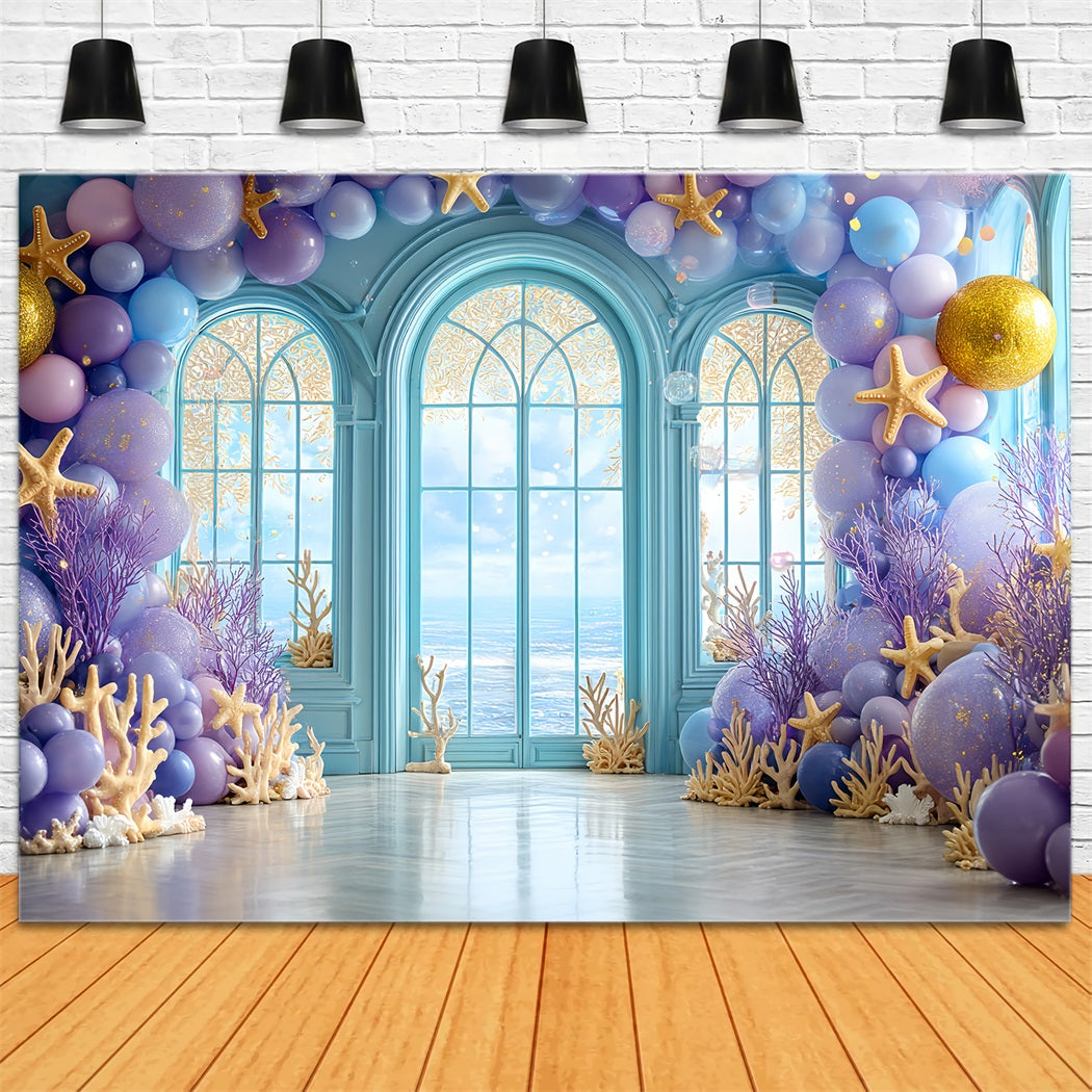 Cake Smash Backdrops Ocean Window Coral Dream Happy Birthday Backdrop TWW59-218