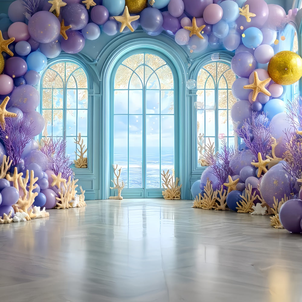 Cake Smash Backdrops Ocean Window Coral Dream Happy Birthday Backdrop TWW59-218