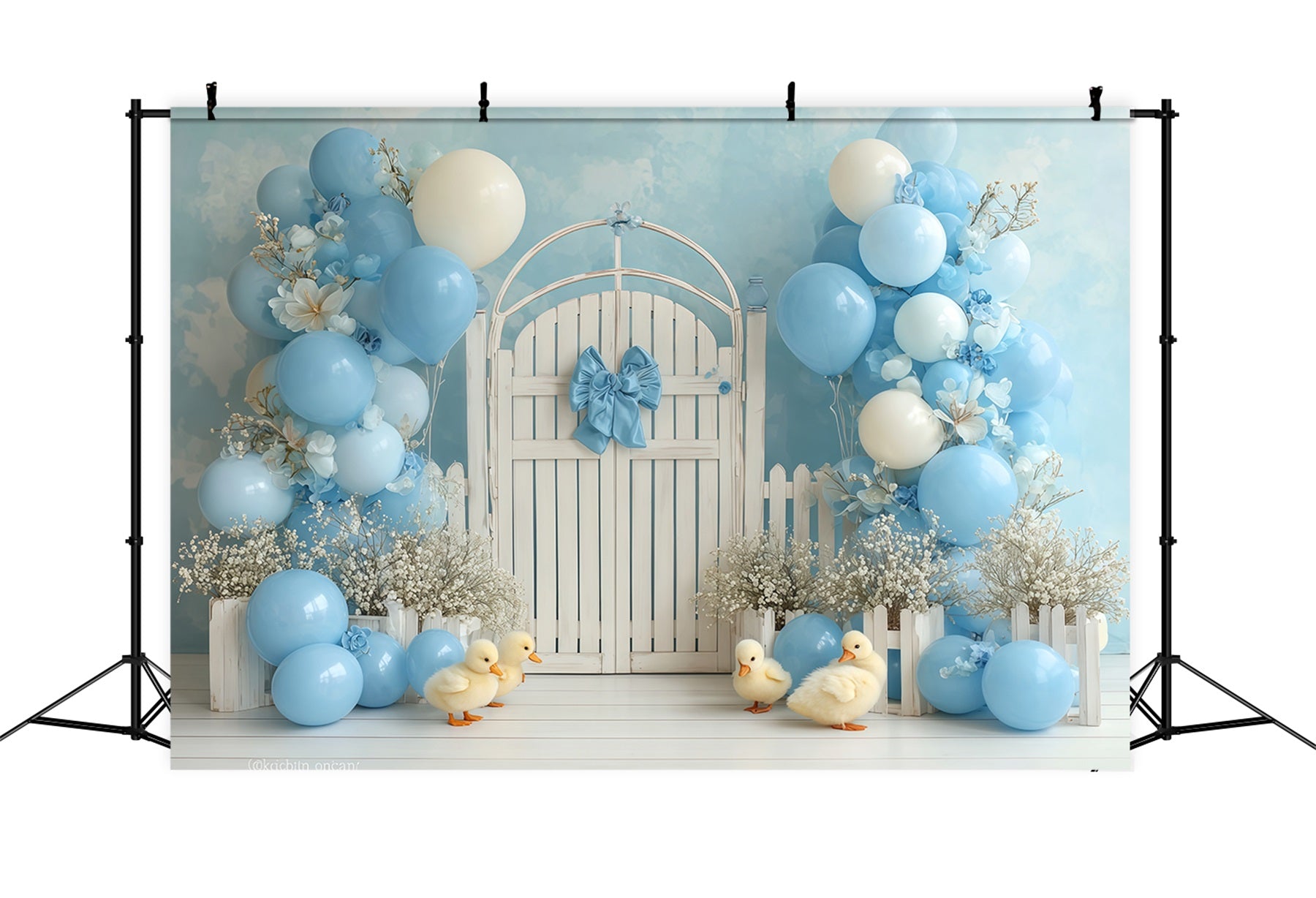 Smash Cake Backdrop Blue Duckling Garden Gate Cake Smash Photography Backdrop TWW59-225