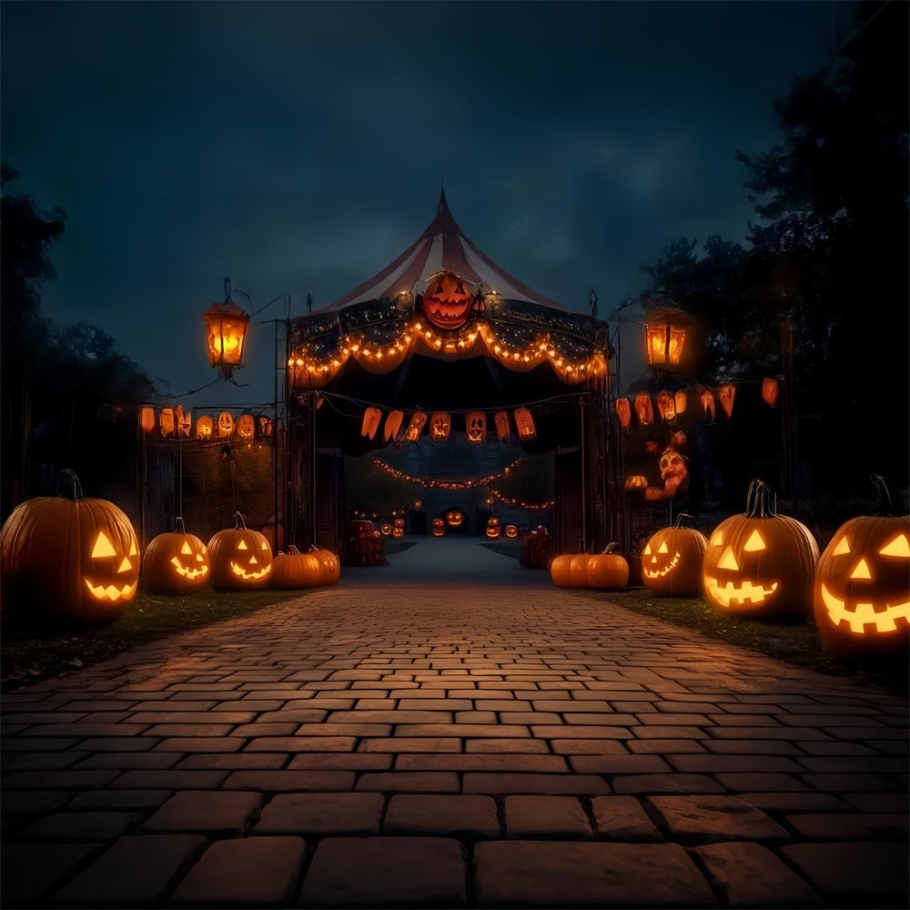 Halloween Circus Backdrop Pumpkin Lantern Carnival Creepy Circus Backdrop TWW59-23