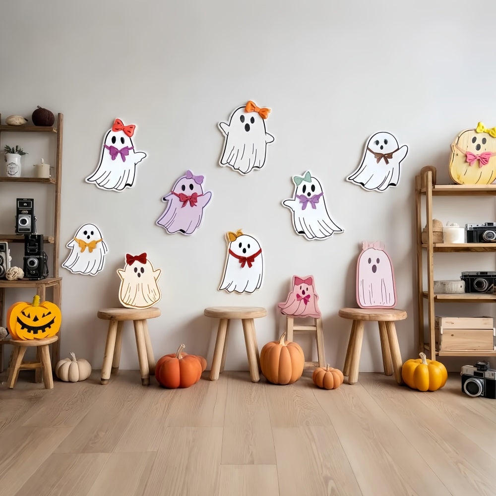 Cake Smash Backdrop Cute Ghost Pumpkin Corner Birthday Backdrops TWW59-233