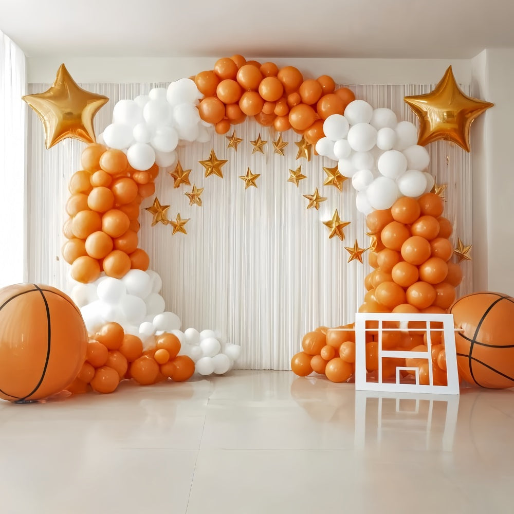 Cake Smash Backdrops Basketball Star Balloon Arch Backdrop for Birthday TWW59-248