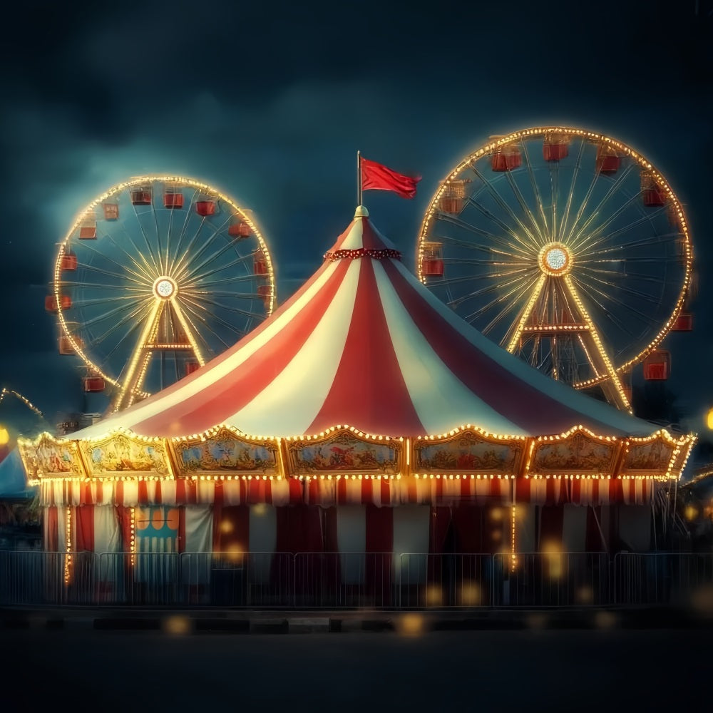 Carnival Tent Backdrop Ferris Wheel Glowing Tent Circus Carnival Backdrop TWW59-26