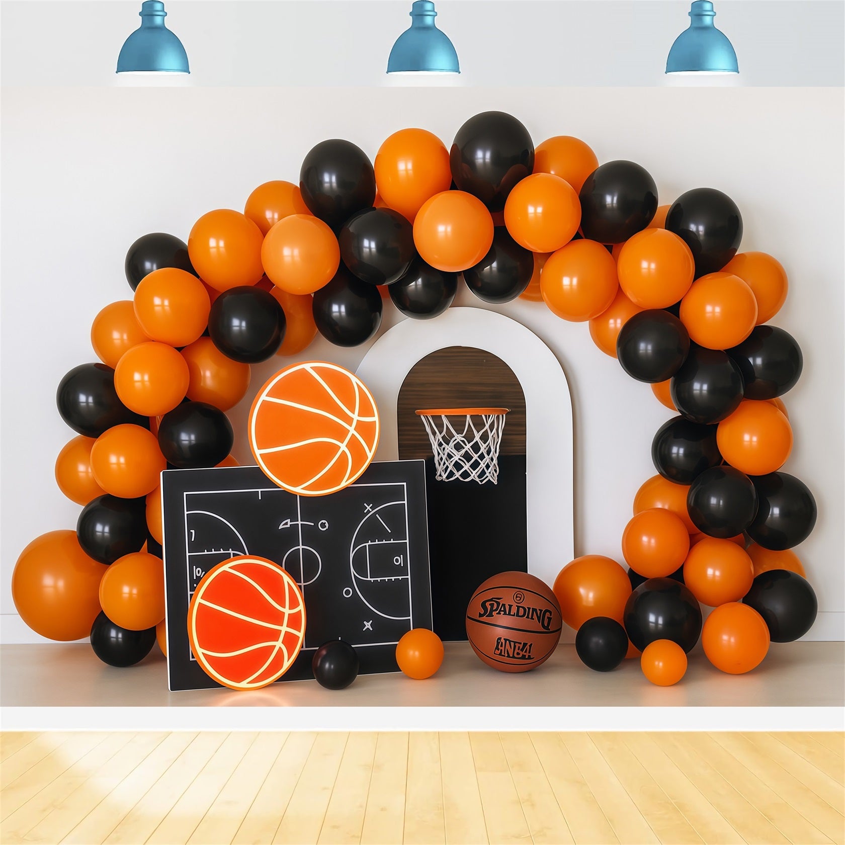 Cake Smash Backdrops Basketball Hoop Neon Party Birthday Photo Backdrop TWW59-260