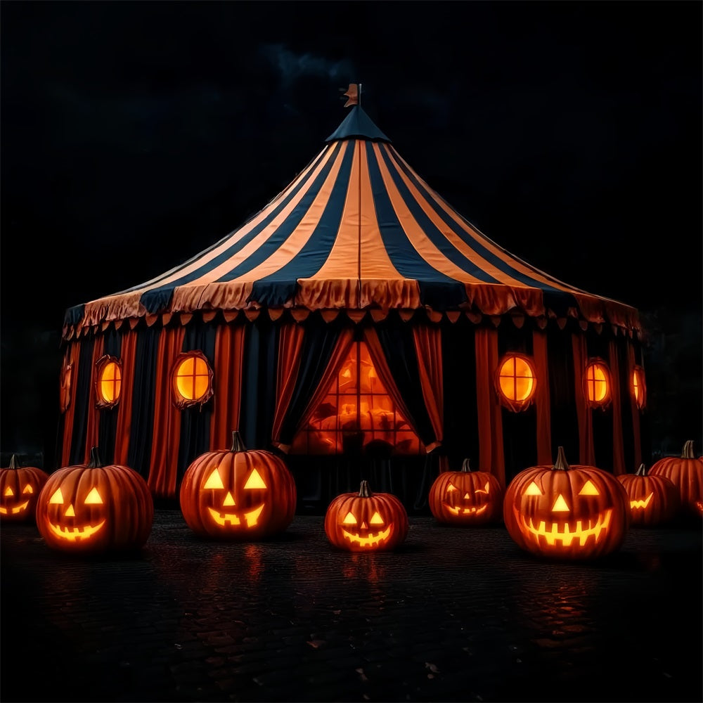 Halloween Circus Backdrop Pumpkin Lantern Spooky Tent Circus Backdrop Ideas TWW59-28