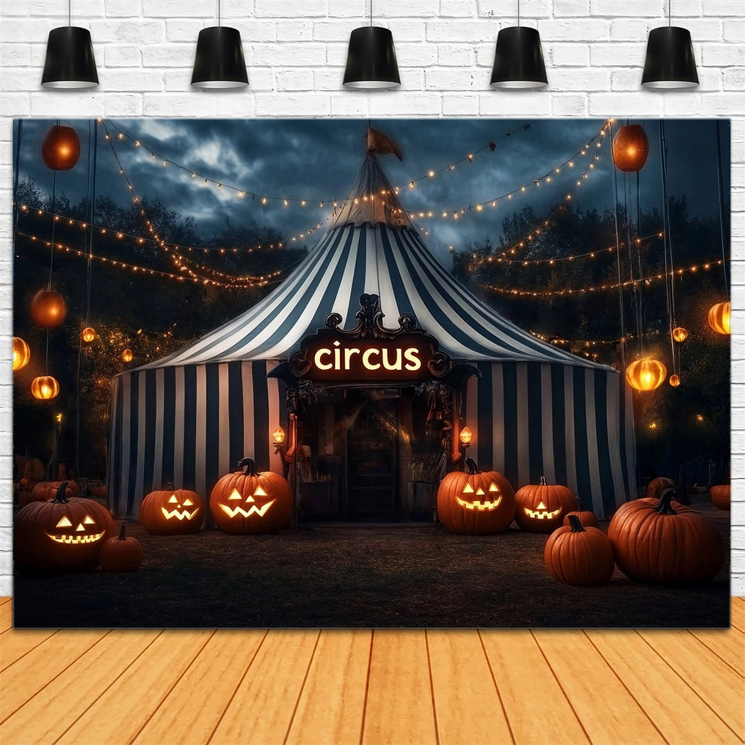 Halloween Circus Backdrop Pumpkin Lantern Circus Tent Carnival Backdrop TWW59-29