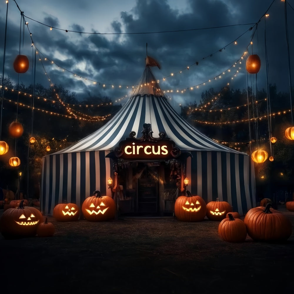 Halloween Circus Backdrop Pumpkin Lantern Circus Tent Carnival Backdrop TWW59-29