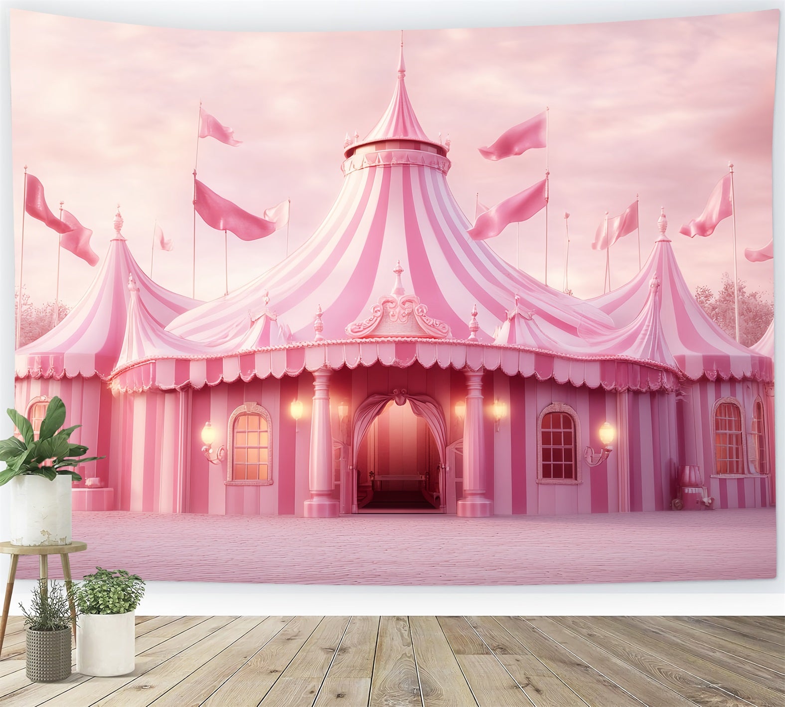 Carnival Tent Backdrop Pink Fairytale Carnival Tent Pink Circus Backdrop TWW59-30