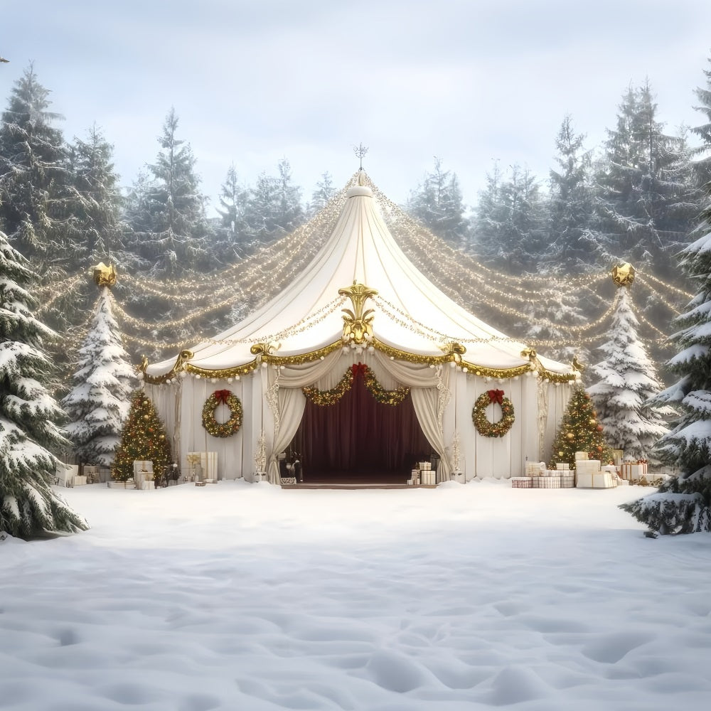 Christmas Circus Backdrop White Christmas Garland Tent Circus Backdrop Ideas TWW59-31