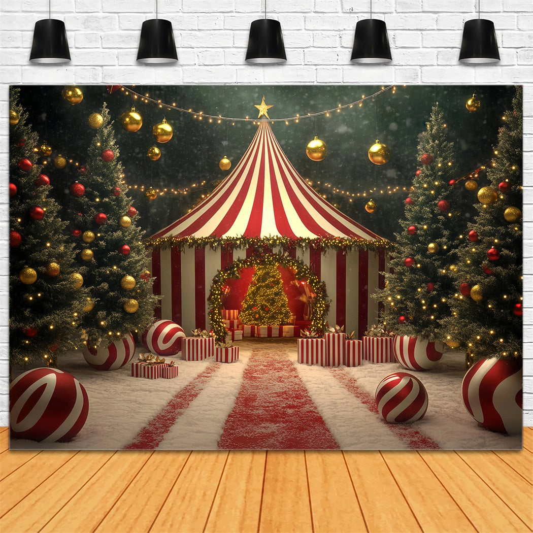 Christmas Circus Backdrop Christmas Tree Candy Circus Tent Carnival Backdrop TWW59-33