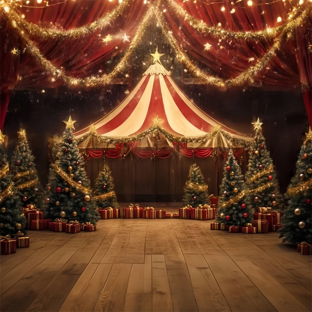 Christmas Circus Backdrop Golden Star Garland Tent Photography Circus Backdrop TWW59-34
