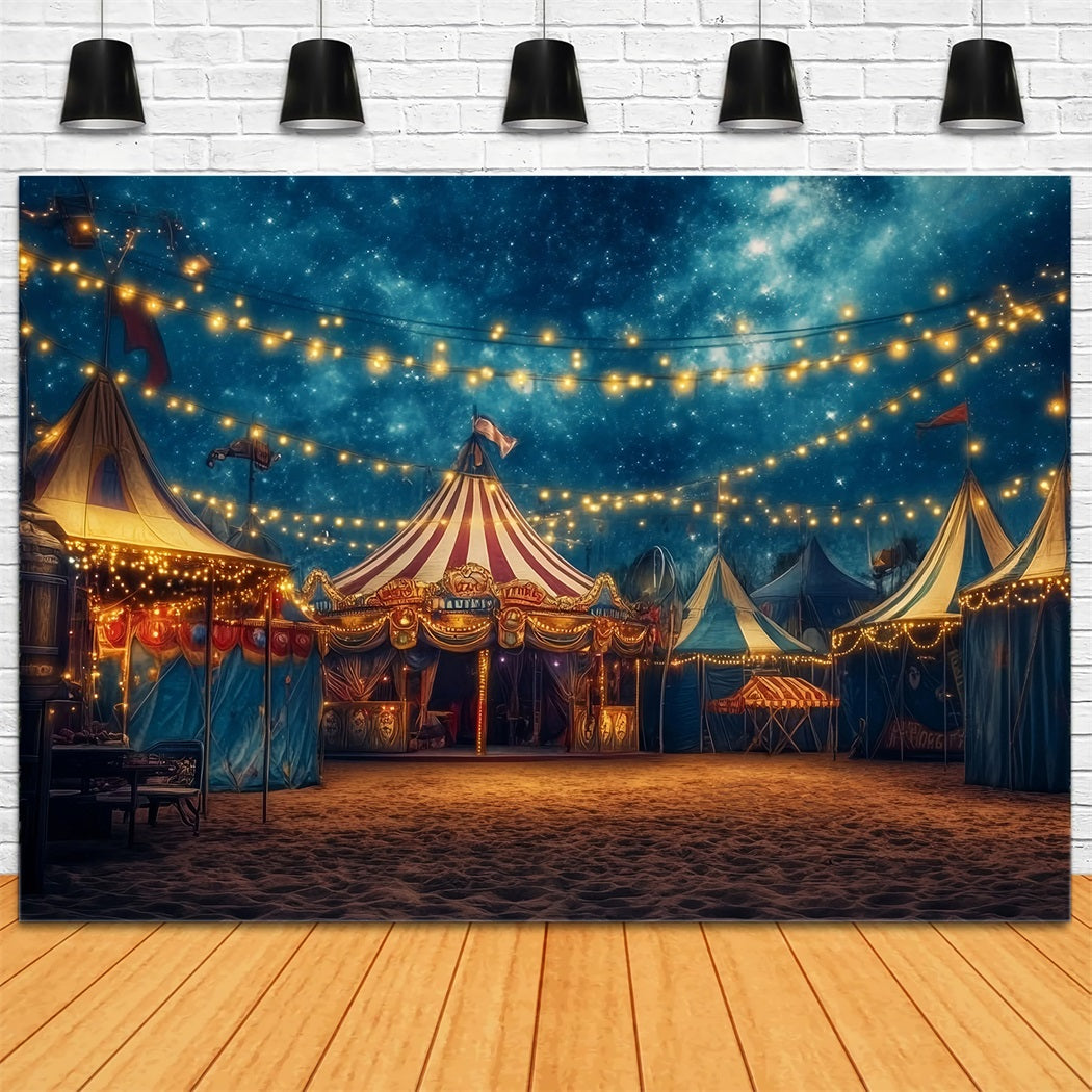 Carnival Tent Backdrop Starry Night Festive Lights Photography Circus Backdrop TWW59-5