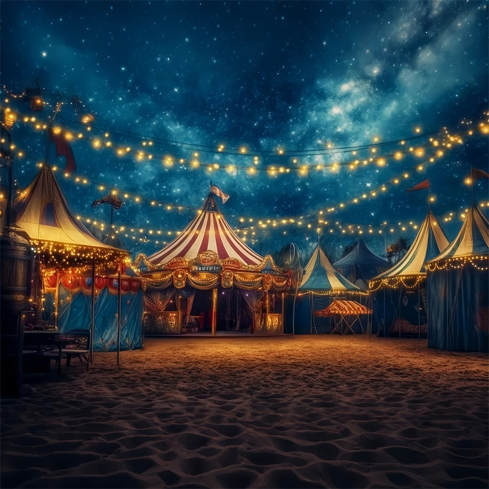 Carnival Tent Backdrop Starry Night Festive Lights Photography Circus Backdrop TWW59-5