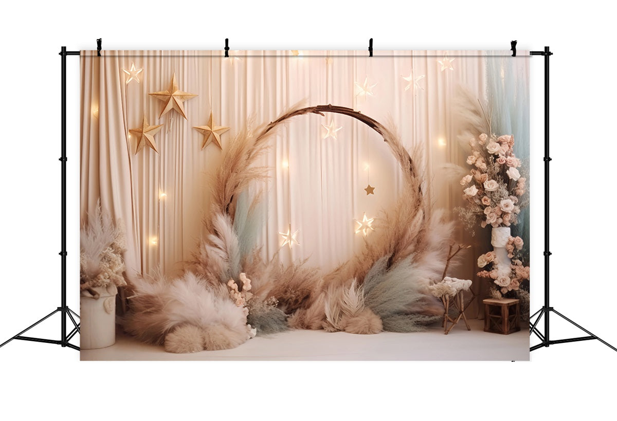 Wedding Christmas Backdrop Starry Pampas Floral Arch Elegant Wedding Backdrop TWW59-51