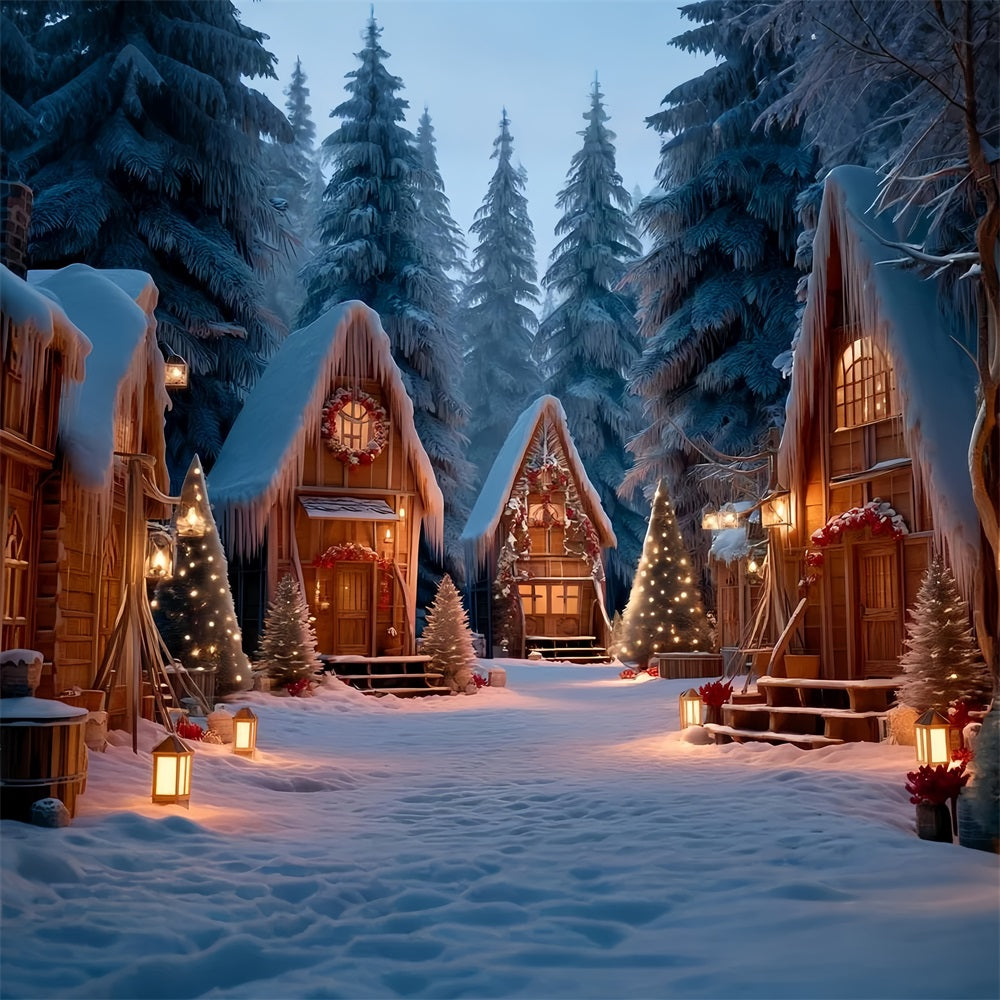 Christmas Country Backdrop Snowy Cabin Winter Village Christmas Backdrops TWW59-98