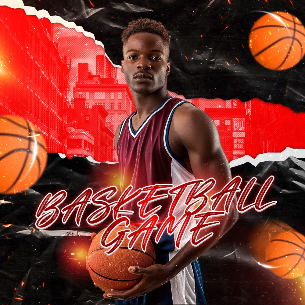Basketball Backdrop Urban Hoops Vibe Custom Sports Event Backdrop TWW6-13