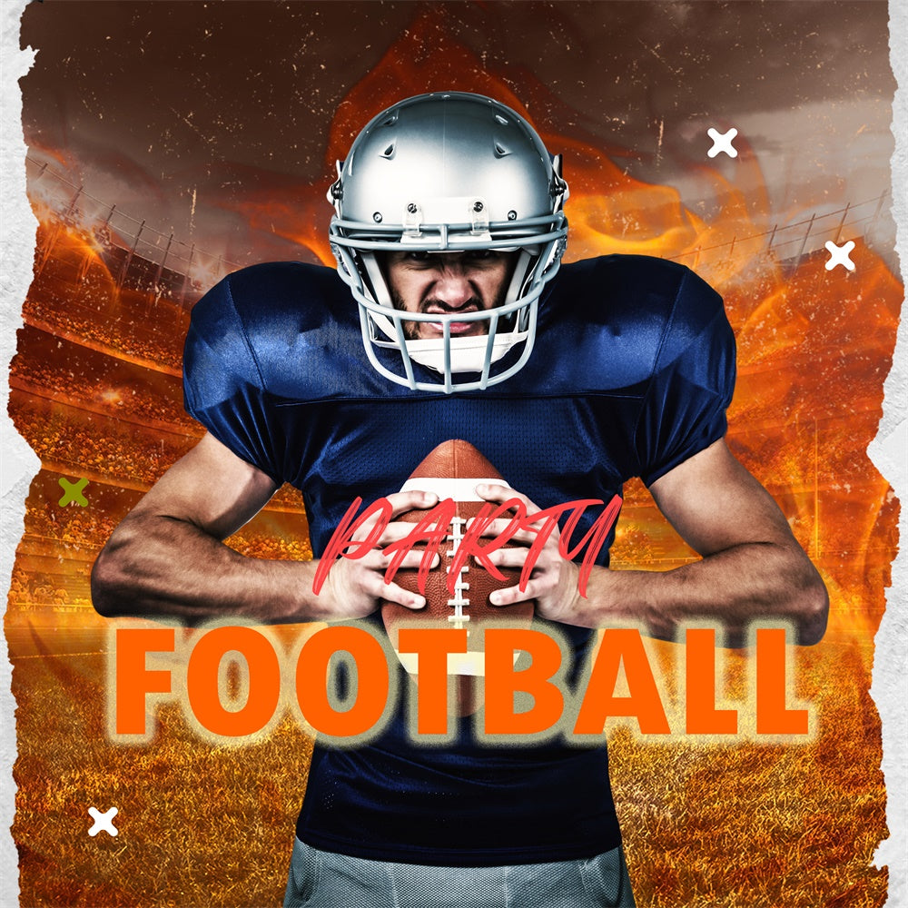 Sports Theme Backdrop Flame Field Football Custom Backdrop TWW6-28
