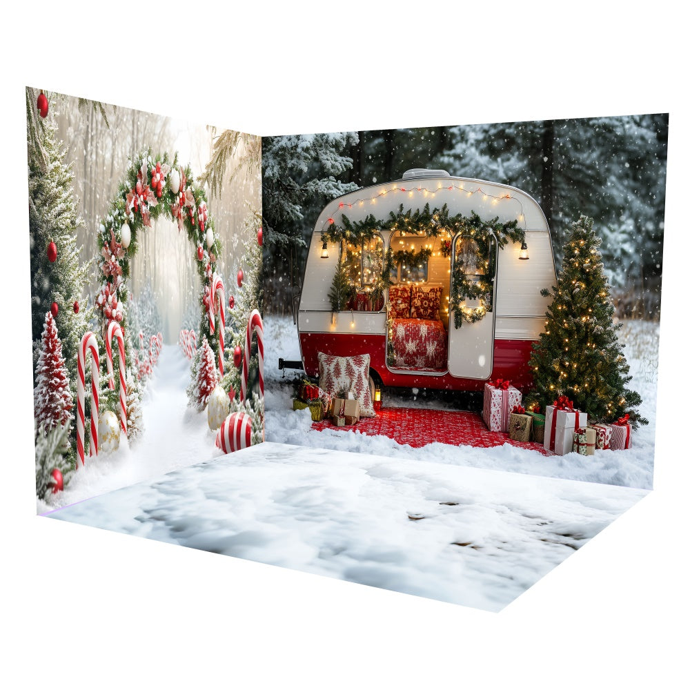 Christmas Backdrops Festive Camper Wonderland Backdrop Room Set TWW6-99