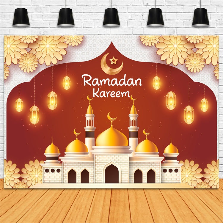Ramadan Backdrops Golden Crescent Mosque Glow Backdrop XY2-103