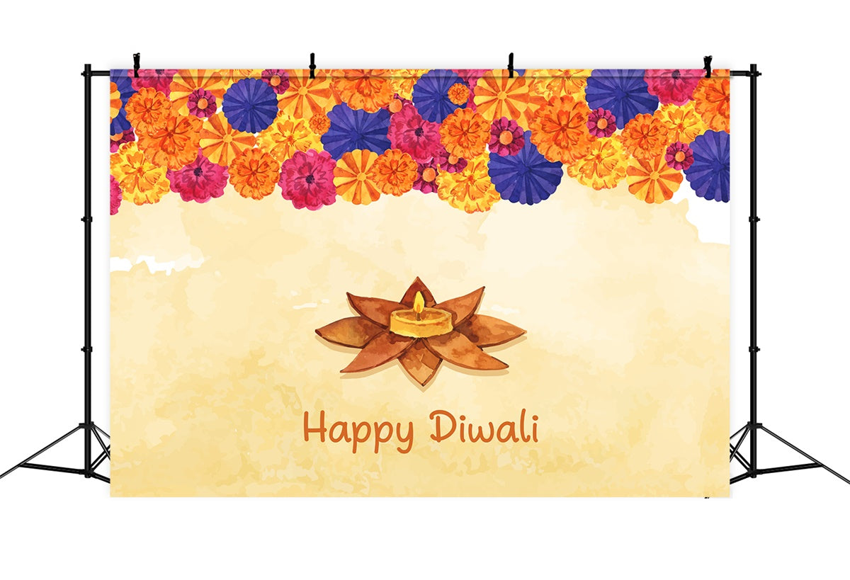 Diwali Backdrop Ideas Elegant Floral Lotus Lamp Backdrop XY2-69