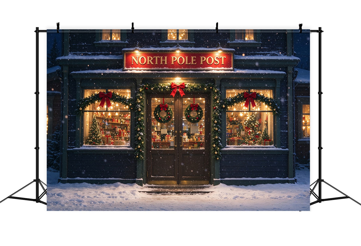 North Pole Photo Backdrop Winter Snowy Post Office Christmas Photography Backdrops ZTT610-13