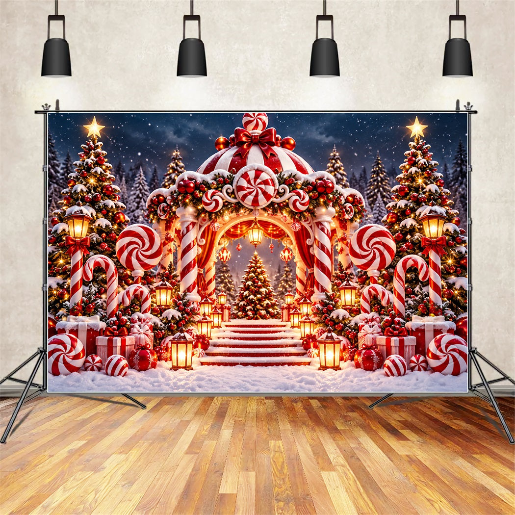 Christmas Candy Cane Backdrop Peppermint Candyland Archway Christmas Party Backdrop ZTT610-18