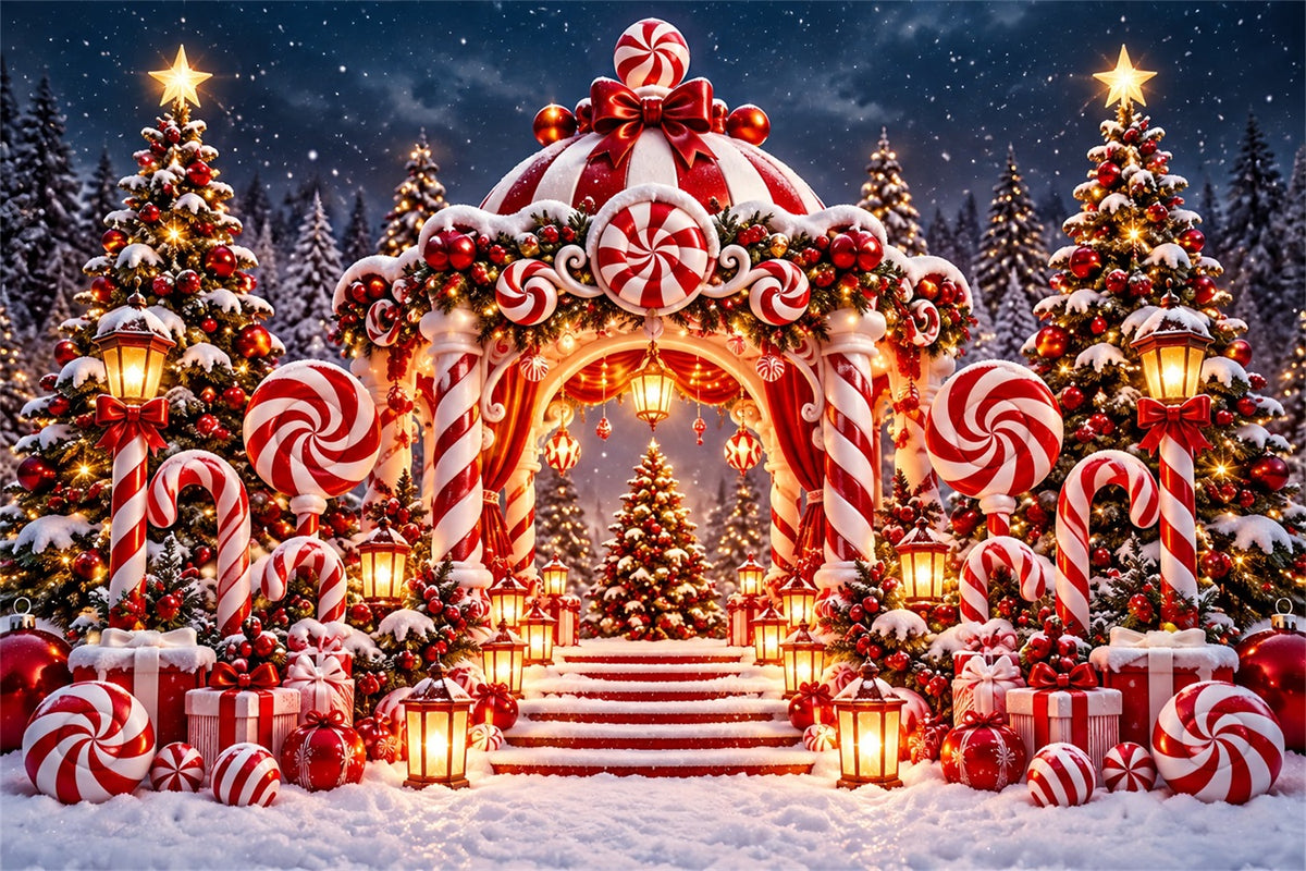 Christmas Candy Cane Backdrop Peppermint Candyland Archway Christmas Party Backdrop ZTT610-18
