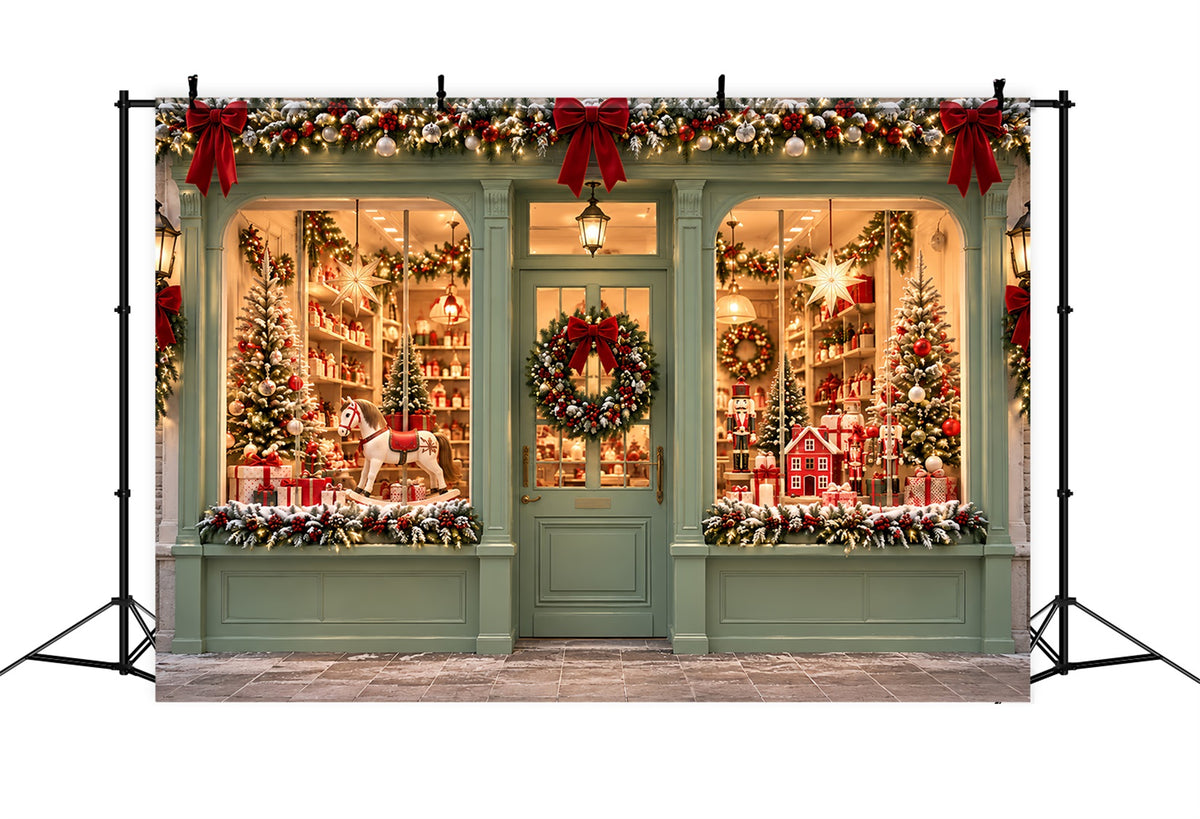 Christmas Candy Cane Backdrop Mint Green Toyshop Display Merry Christmas Backdrop ZTT610-20