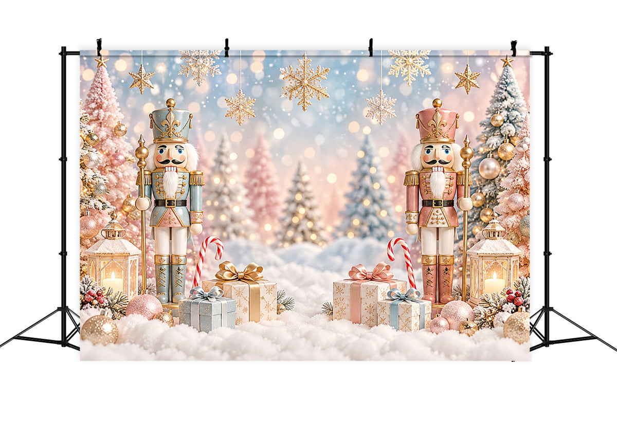 Christmas Backdrop Pastel Tree Snow Bokeh Nutcracker Photo Backdrop ZTT610-26