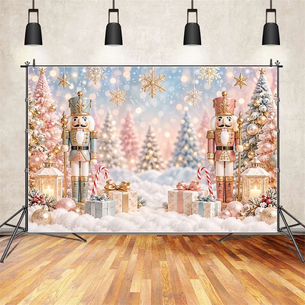 Christmas Backdrop Pastel Tree Snow Bokeh Nutcracker Photo Backdrop ZTT610-26
