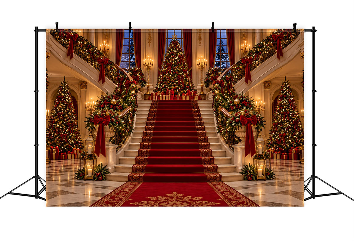 Living Room Christmas Backdrop Imperial Festive Staircase Hall Christmas Wall Backdrop ZTT610-28