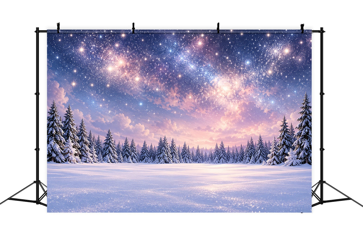 Christmas Tree Backdrops Starlit Snowy Forest Sky Xmas Backdrop ZTT610-42