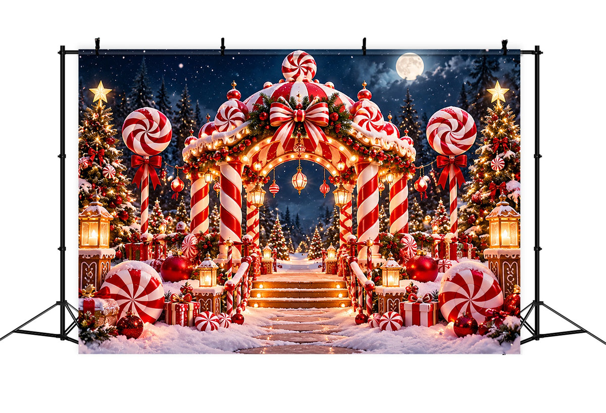 Christmas Candy Cane Backdrop Peppermint Candyland Entrance Christmas Party Backdrop ZTT610-48