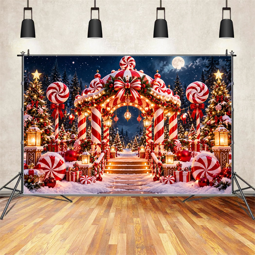Christmas Candy Cane Backdrop Peppermint Candyland Entrance Christmas Party Backdrop ZTT610-48