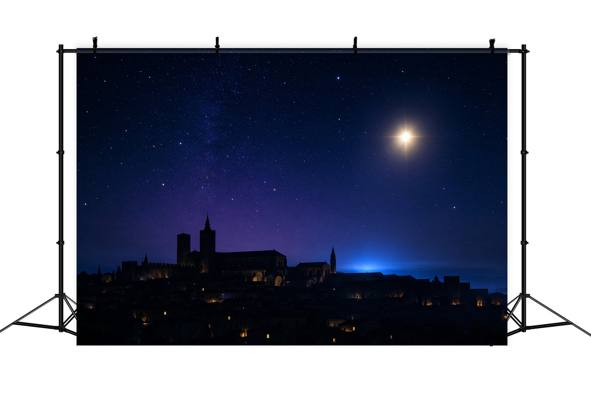 Nativity Scene Backdrop Starry Bethlehem Village Skyline Christmas Photo Backdrop Ideas ZTT610-8