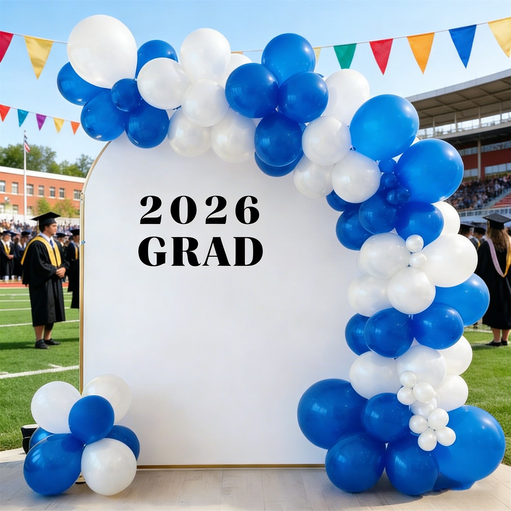 Senior Photo Arch Backdrop White Minimalist 2026 Grad Senior Graduation Arch Backdrop ZTT64-16