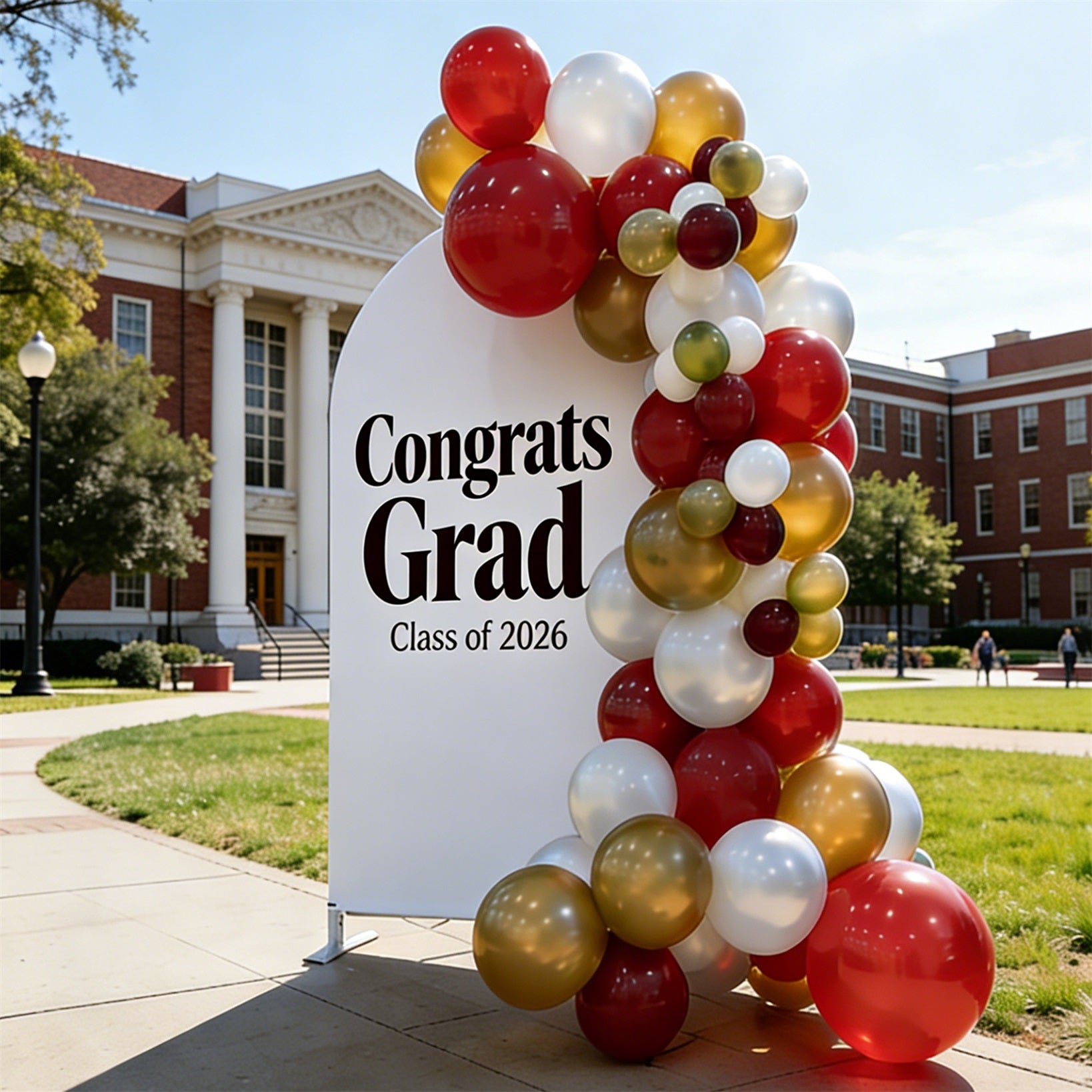 College Graduation Arch Backdrop White Black Classic 2026 University Graduation Arch Backdrop ZTT64-17