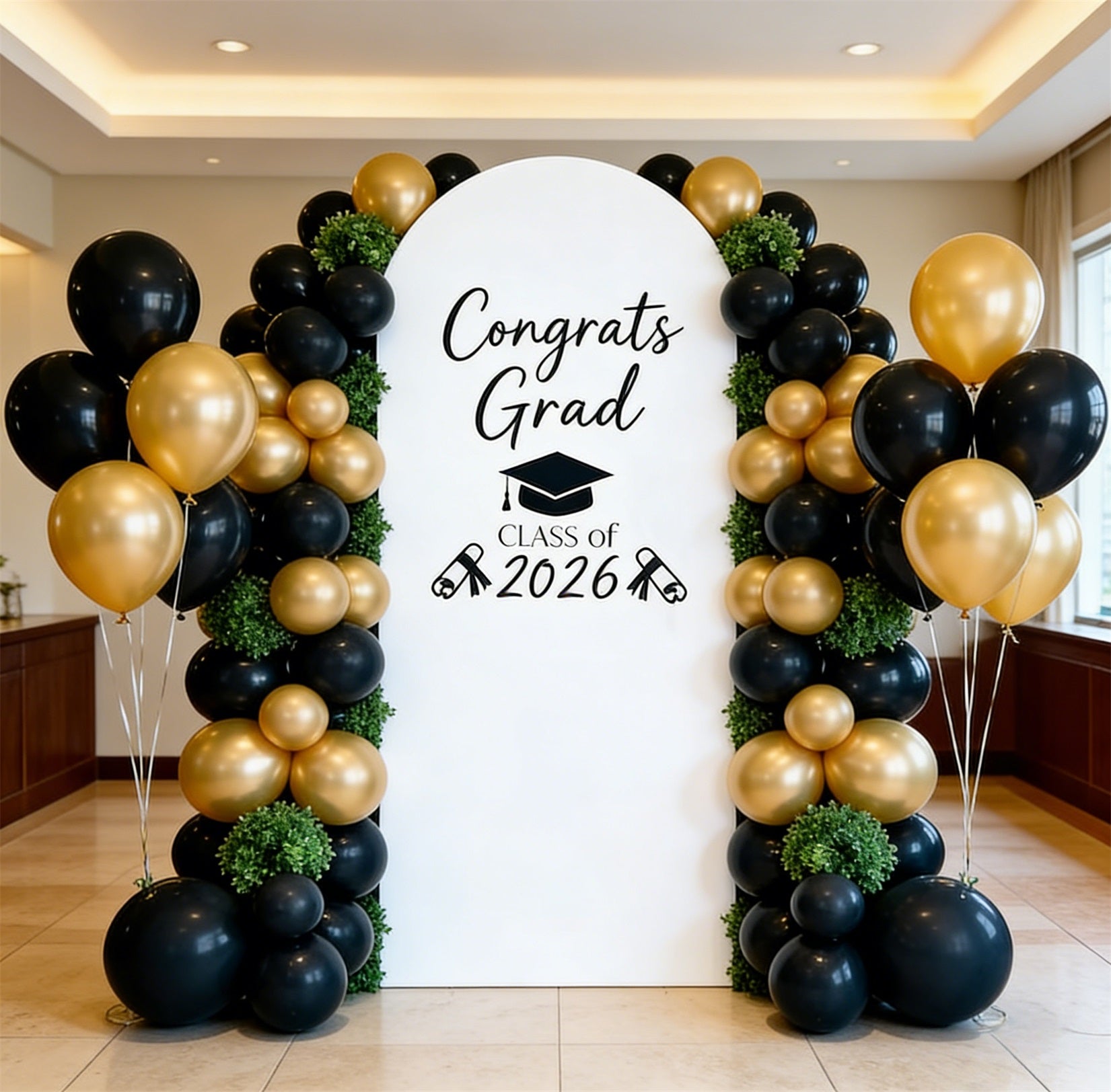 Custom Graduation Arch Backdrop White Diploma 2026 Cap Accent Graduation Arch Backdrop Personalized ZTT64-5