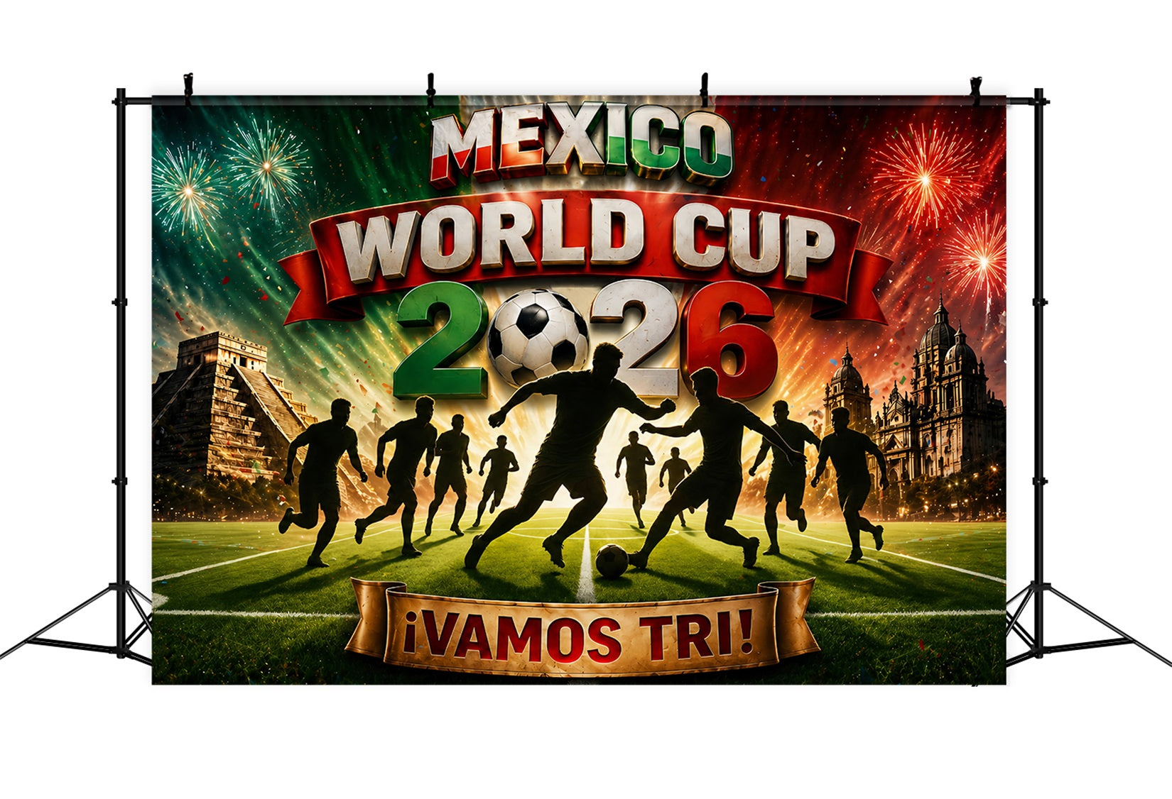International Soccer Fan Backdrop Mexico Fireworks Pyramid International Soccer Celebration Backdrop ZTT64-64