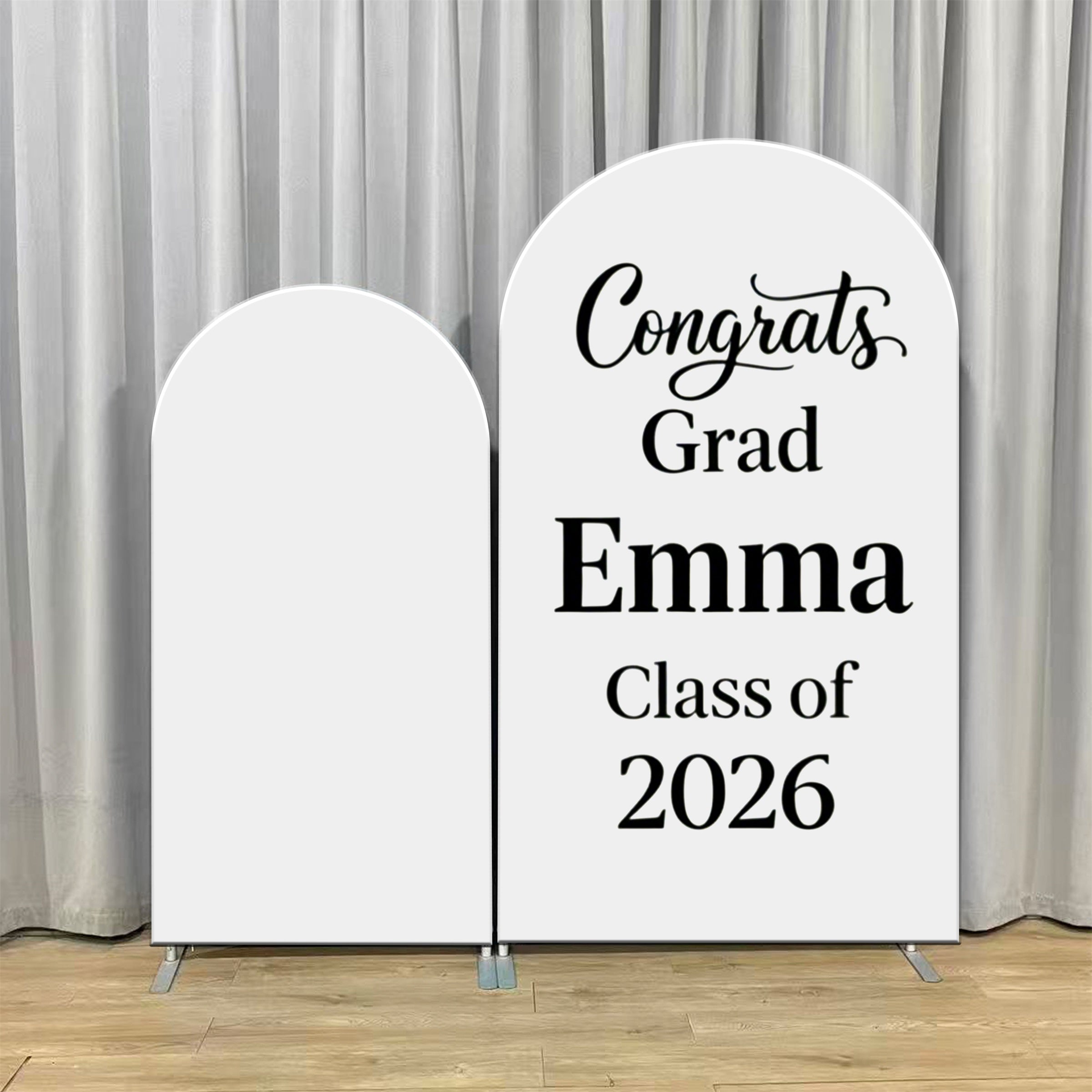 Graduation Arch Backdrop With Name White Black Bold 2026 Personalized Arch Backdrop Graduation ZTT64-7