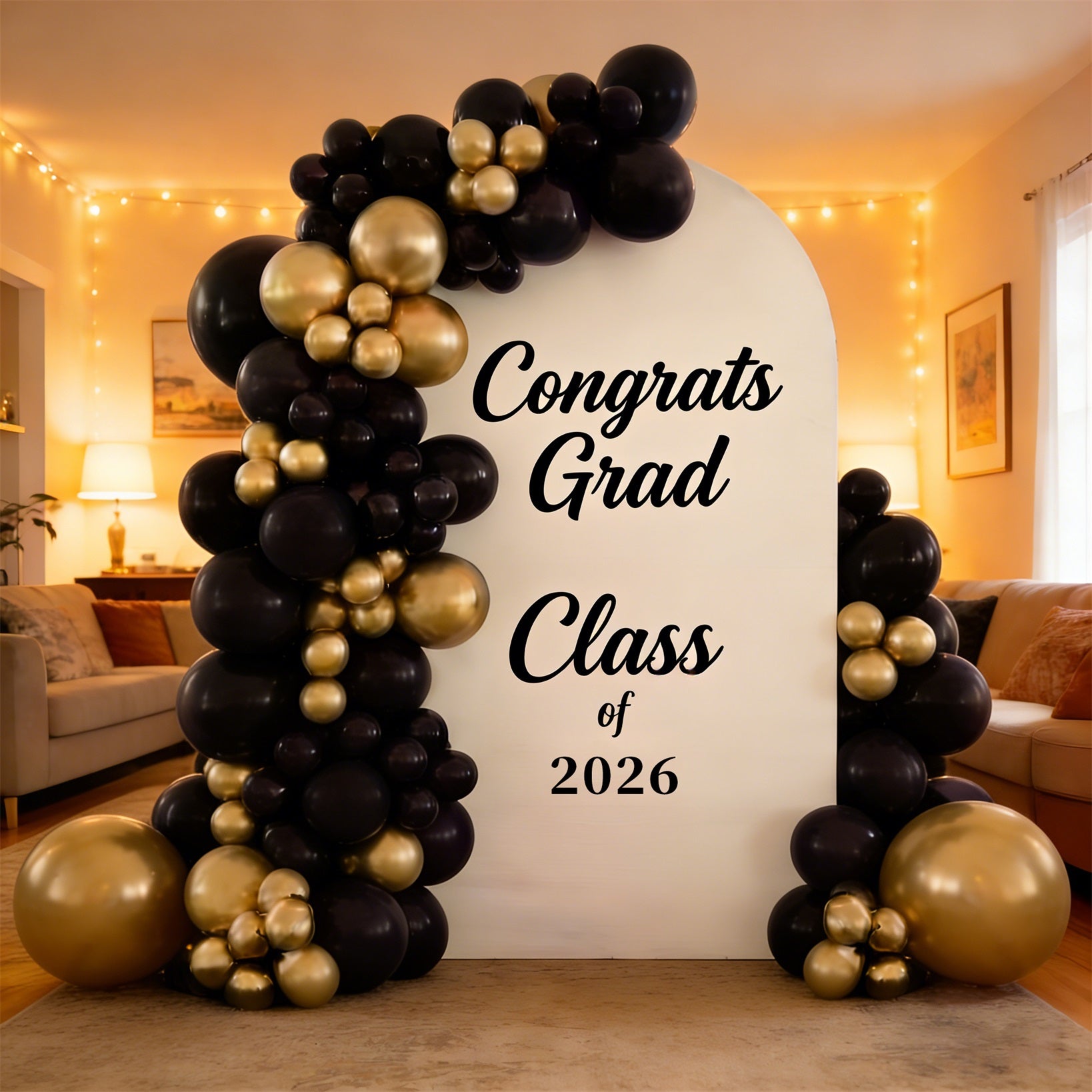 Arch Graduation Photo Booth Backdrop White Black Classic 2026 Graduation Arch Photo Backdrop ZTT64-9