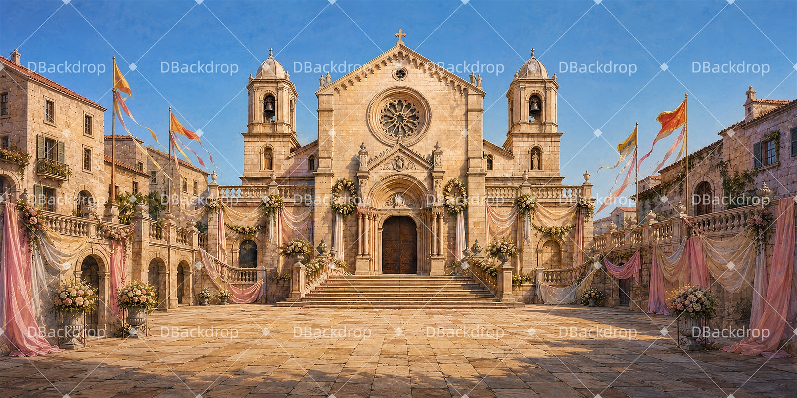 Theater Backdrops Cathedral Plaza Stage Backdrops For Sale ZTT65-T54