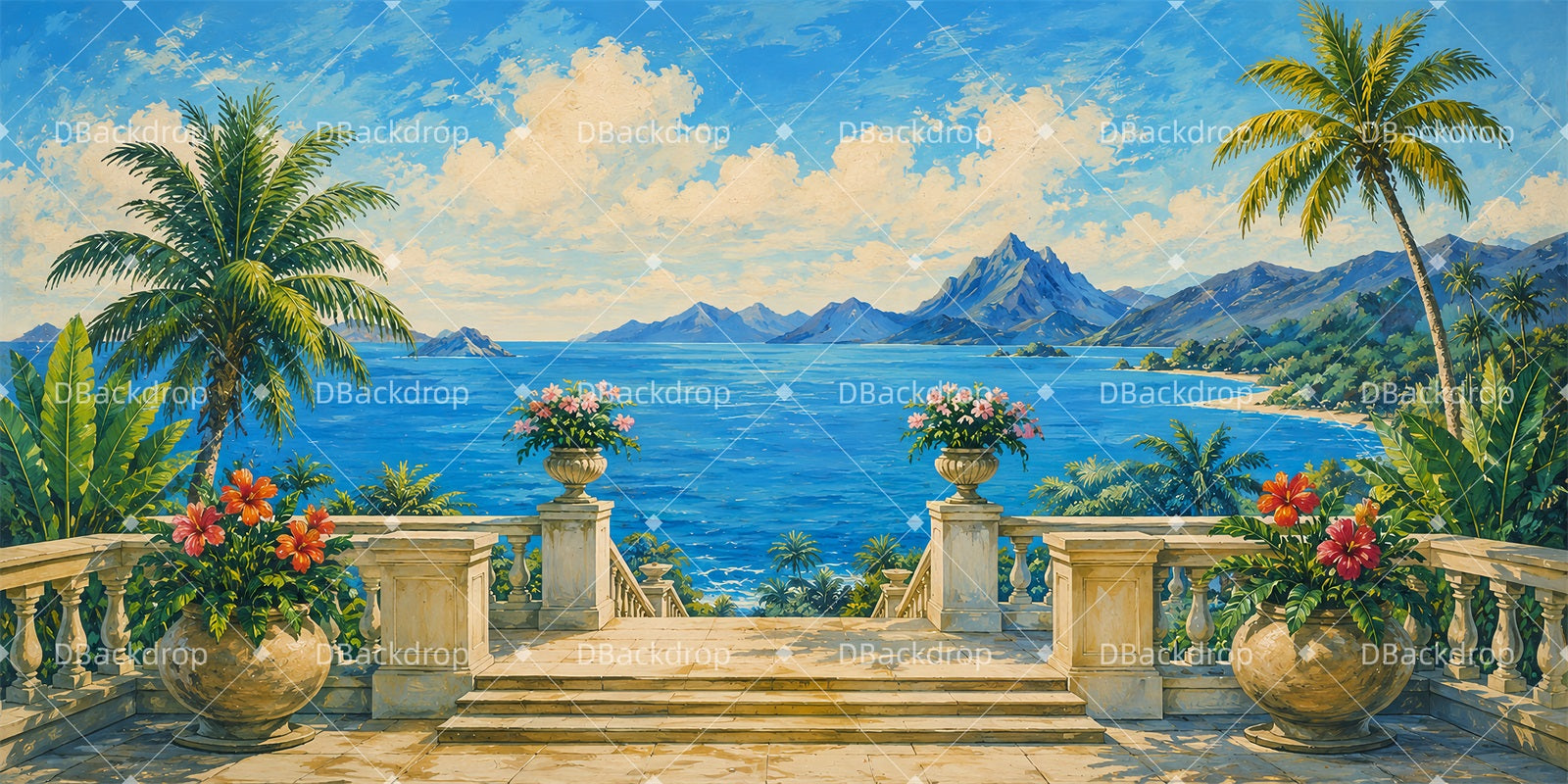 Scenery Backdrops For Theater Tropical Terrace Scenic Backdrops ZTT65-T68