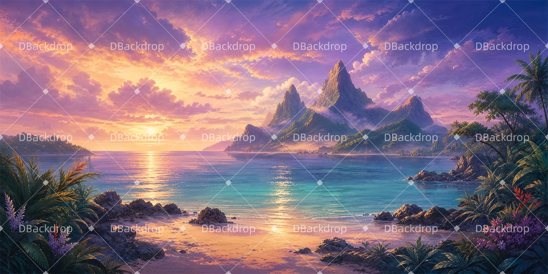 Scenery Backdrops For Theater Tropical Dusk Stage Backdrops ZTT65-T72