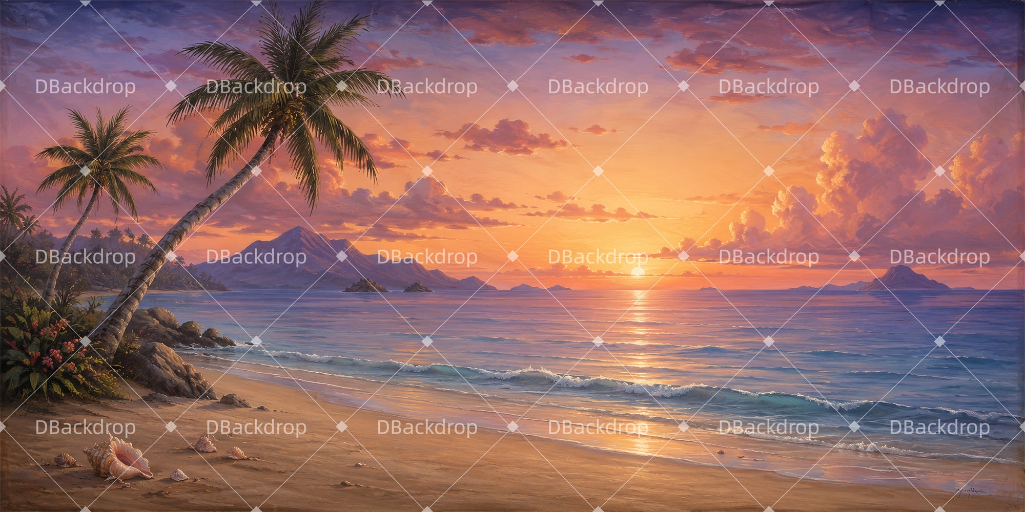 Scenic Backdrops Sunset Palms Scenery Backdrops For Theater ZTT65-T76
