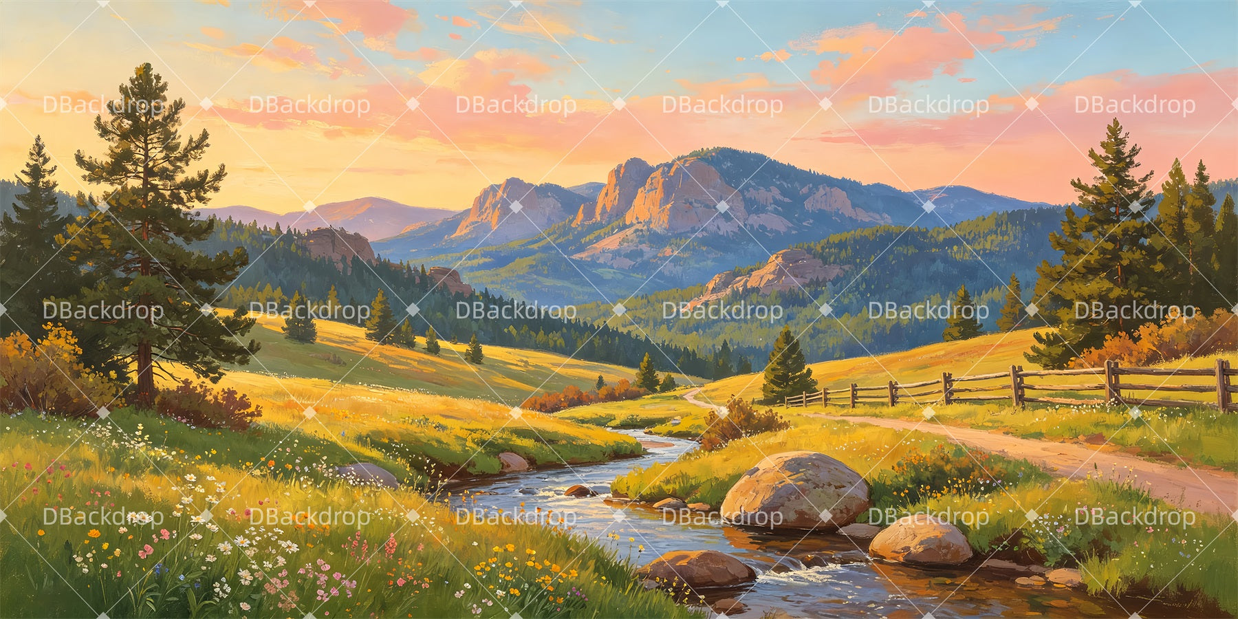 Scenic Backdrops Mountain Brook Scenery Backdrops For Theater ZTT66-T133
